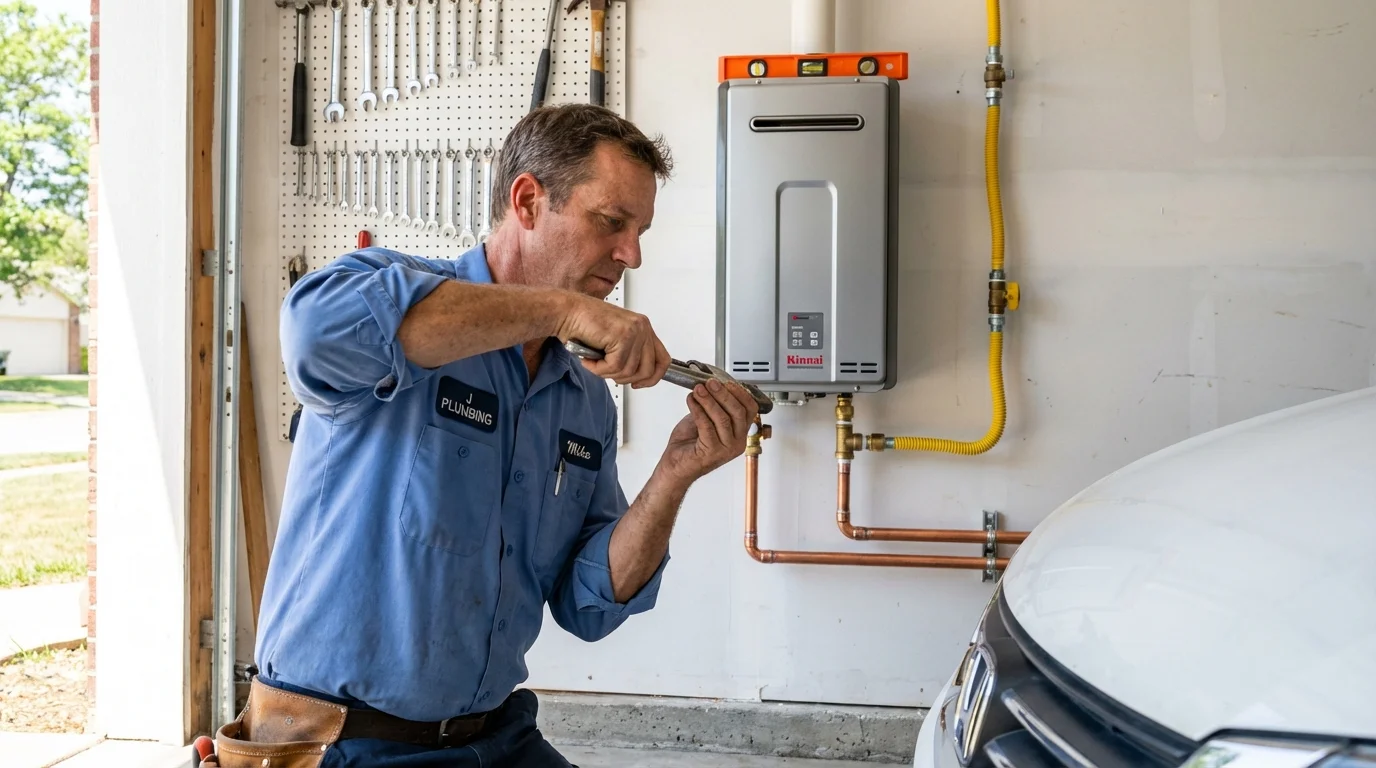 Tankless water heater installation by a Johns Plumbing LLC plumber in Denmark